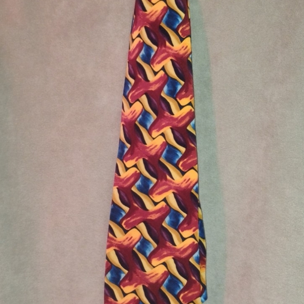 J. Garcia Red and Yellow Artistic Tie